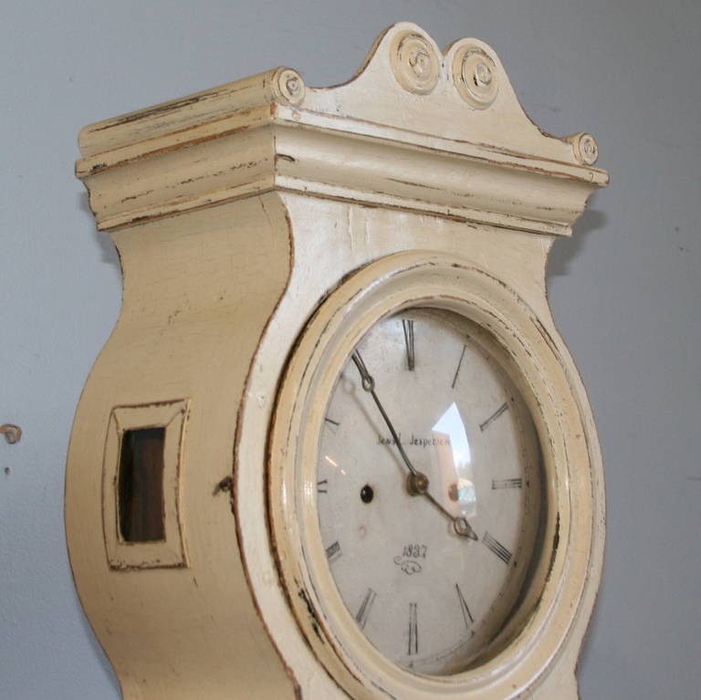 Antique Original White Painted Grandfather Clock at 1stDibs