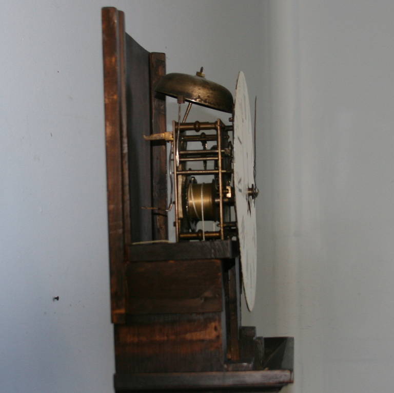 Wood Antique Original Black Painted Grandfather Clock