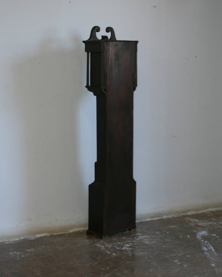 Antique Original Black Painted Grandfather Clock 1