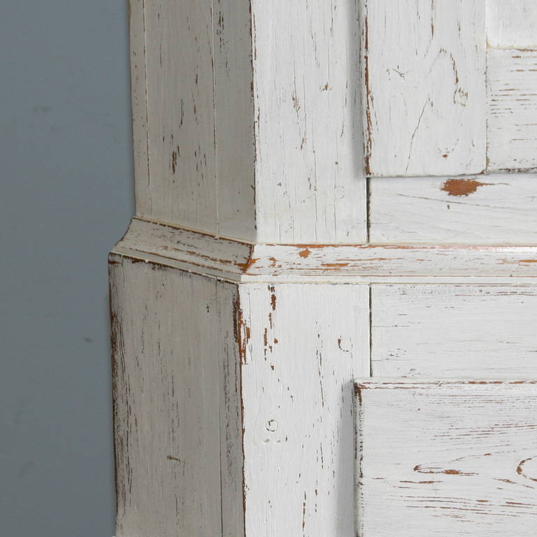 Antique White Painted Swedish Corner Cupboard 2