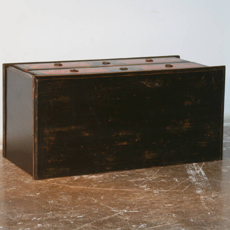 Antique, Black Painted Chest of Two Drawers 2