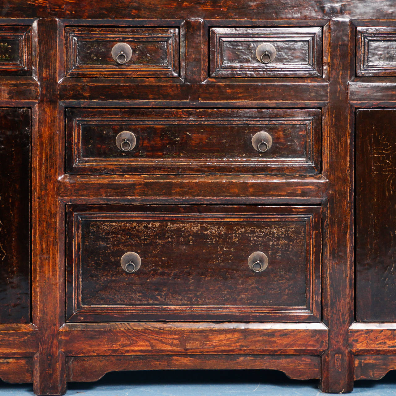 Antique Brown Lacquered Chinese Sideboard, circa 1840 1