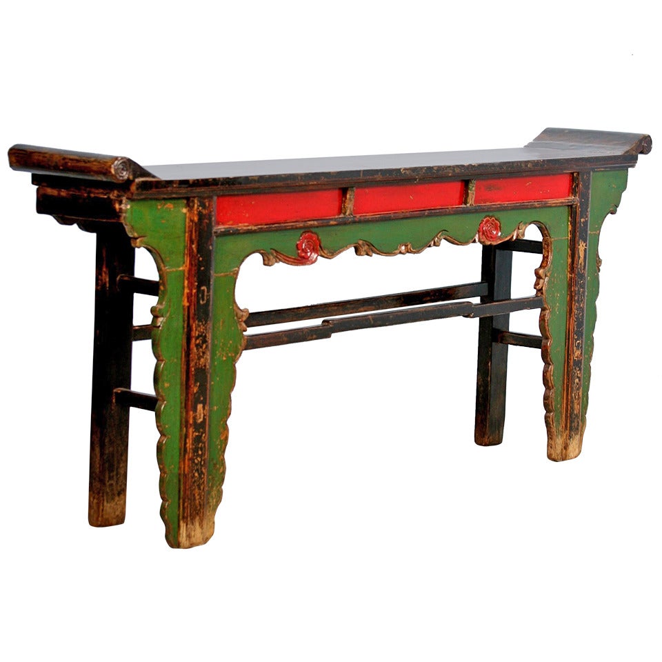 Ornate Antique Painted Lacquered Console Table/Altar Table, China c.1840