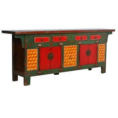 Antique Original Painted Lacquered Chinese Sideboard, Stunning Colors, ca 1800