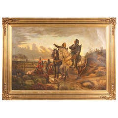 Large Framed Original Oil Painting of Knights on Horseback, Denmark