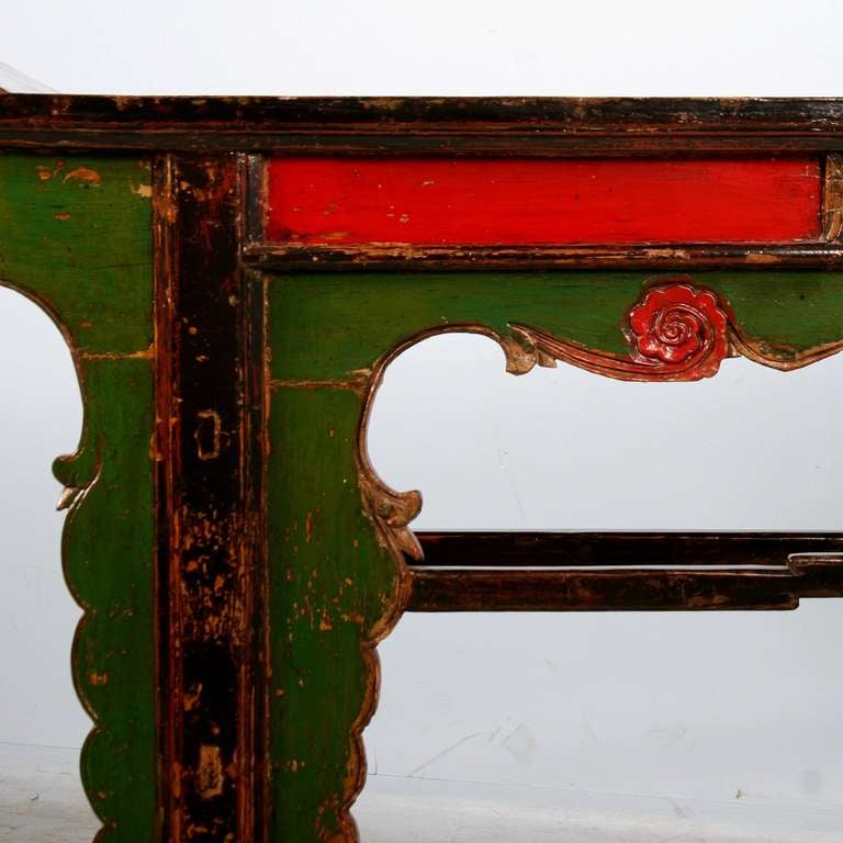 19th Century Ornate Antique Painted Lacquered Console Table/Altar Table, China c.1840