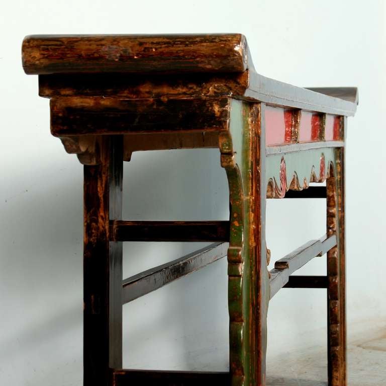 Chinese Ornate Antique Painted Lacquered Console Table/Altar Table, China c.1840
