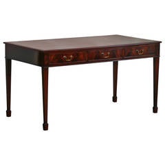 Antique English Writing Desk with Embossed Leather Top