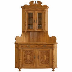 Antique Highly Carved, Pine Corner Cupboard 12