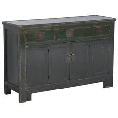 Antique Green Lacquered Chinese Sideboard, circa 1850