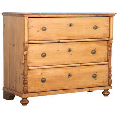 Antique Large Pine Chest of Three Drawers, circa 1880