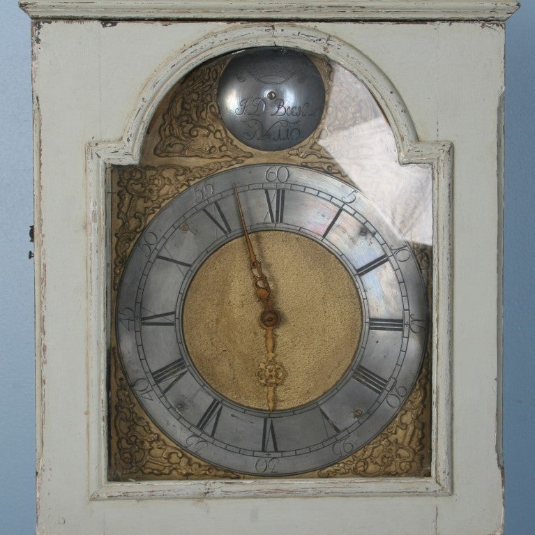 18th Century and Earlier White Danish Grandfather Clock