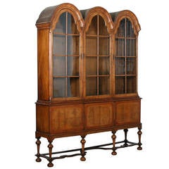 Antique William and Mary Bonnet Top China Cabinet, Circa 1800's