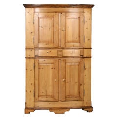 Large Swedish Pine Corner Cabinet