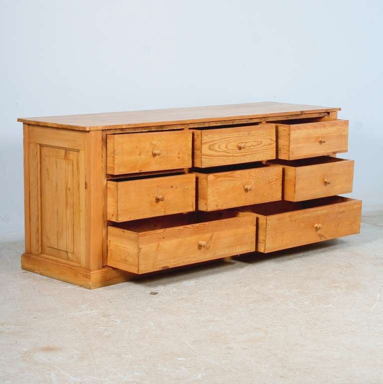 Antique Danish Pine Grocers Desk/Large Sideboard/Kitchen Island In Excellent Condition In Round Top, TX