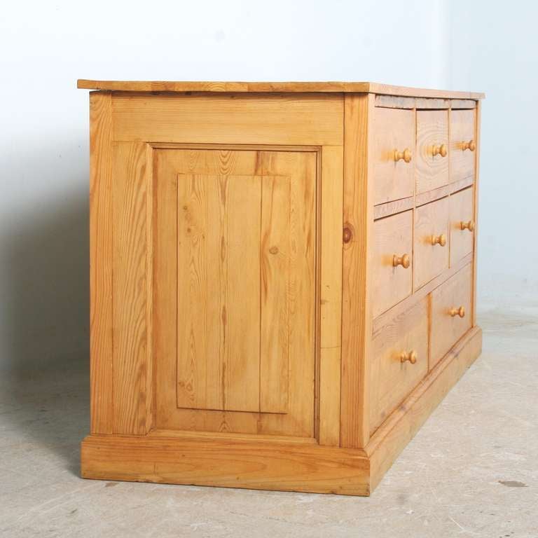 19th Century Antique Danish Pine Grocers Desk/Large Sideboard/Kitchen Island