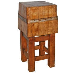 Antique Vintage Small Swedish Butcher Block, Circa 1920