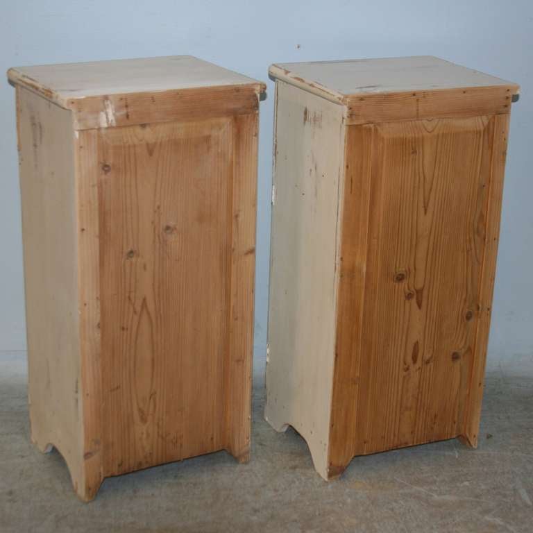 Pair, Antique White Painted Small Nightstands, Romania 1920's 4