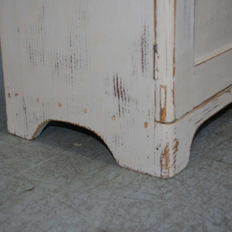 Pair, Antique White Painted Small Nightstands, Romania 1920's 1