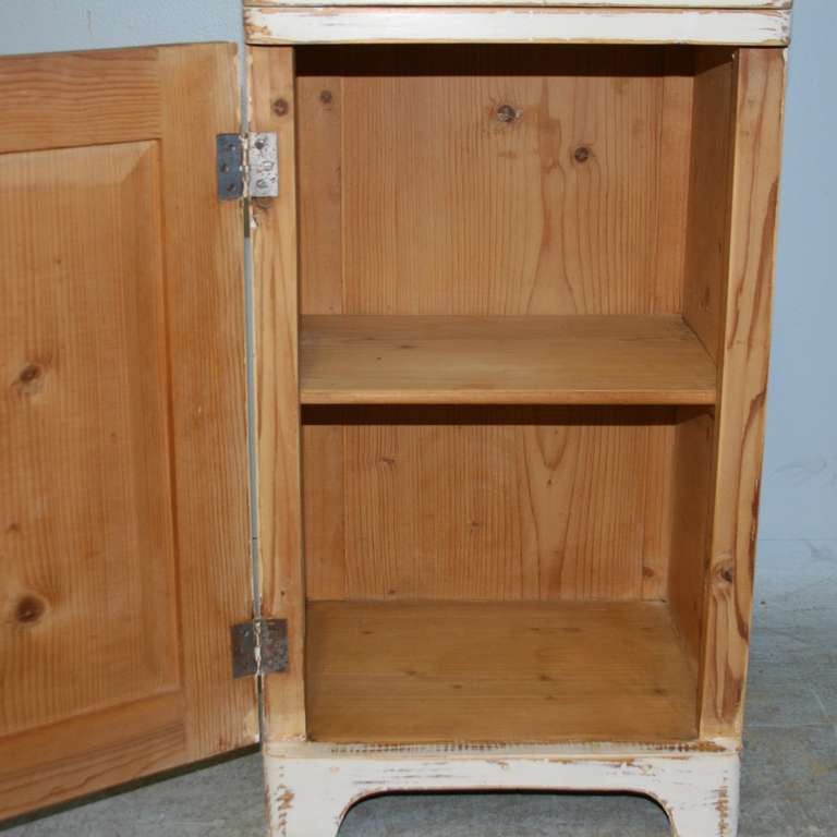 Pair, Antique White Painted Small Nightstands, Romania 1920's 3