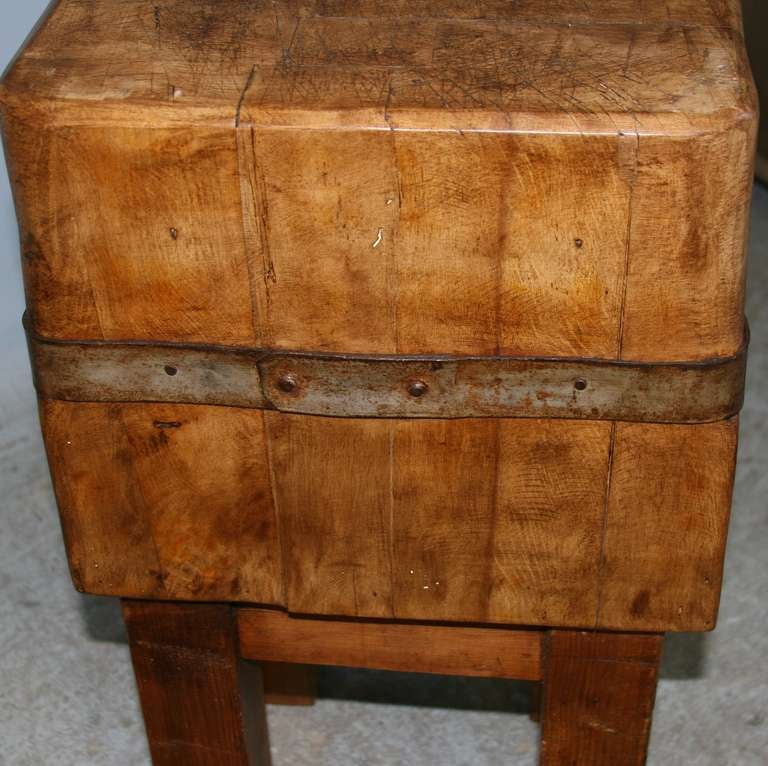 Antique Vintage Small Swedish Butcher Block, Circa 1920 In Excellent Condition In Round Top, TX