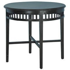 Antique Swedish Black Round Side Table, circa 1890