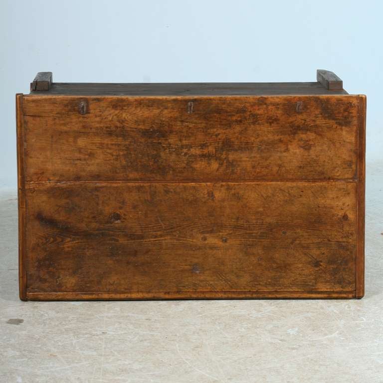 Antique Painted Carved Trunk Chest, Romania circa 1870 3