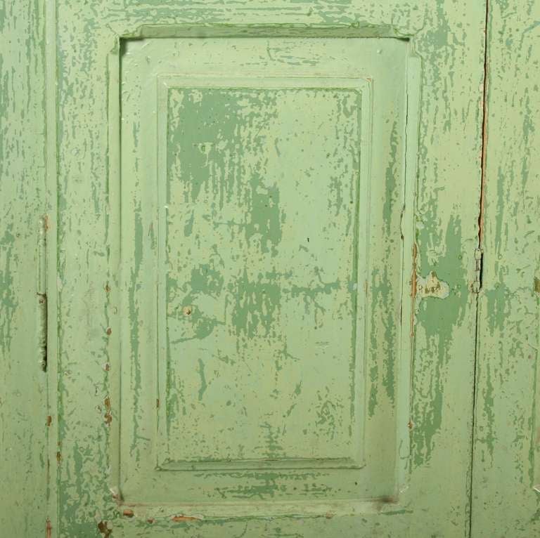 Antique Original Painted Green Corner Cupboard, Sweden Circa 1880 1