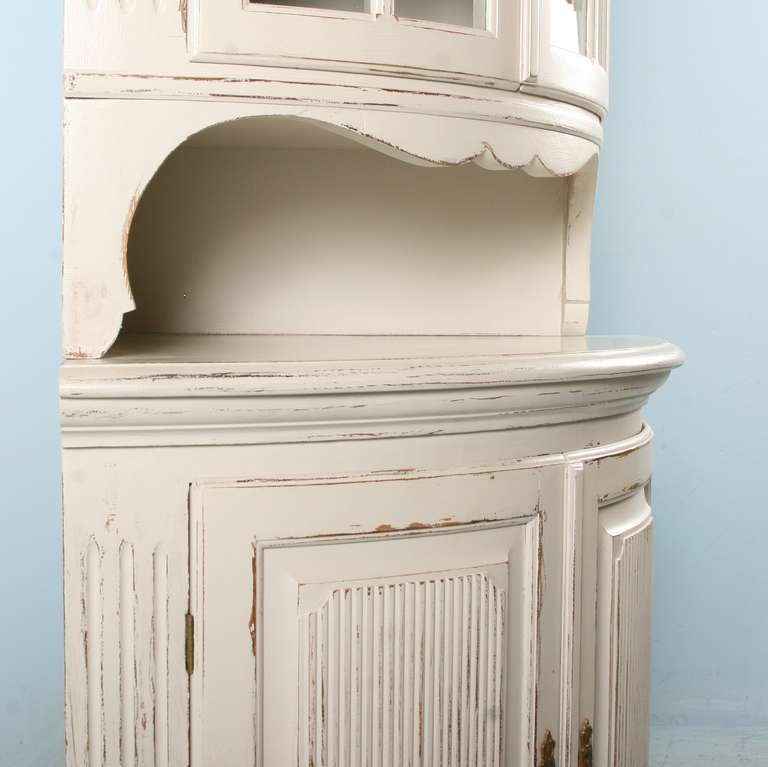 20th Century Antique Swedish White Bow Front Corner Cabinet, circa 1900's