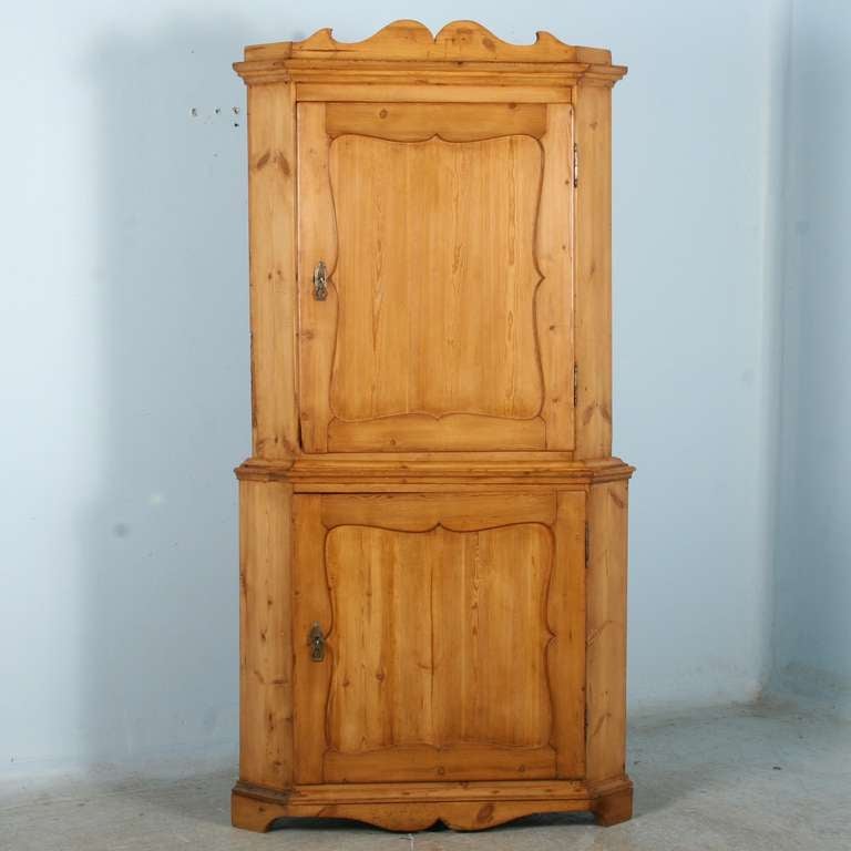 Antique Danish Pine Corner Cabinet, Circa 1860