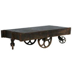 Vintage Industrial Metal Cart Coffee Table