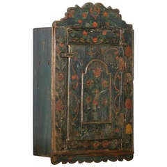 Ancienne armoire penderie originale peinte en vert:: Russie circa 1860