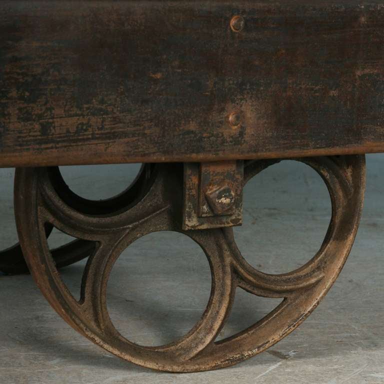 Vintage Industrial Metal Cart Coffee Table 1