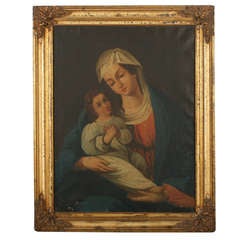 Madonna and Child Original Oil Painting circa 1820-40