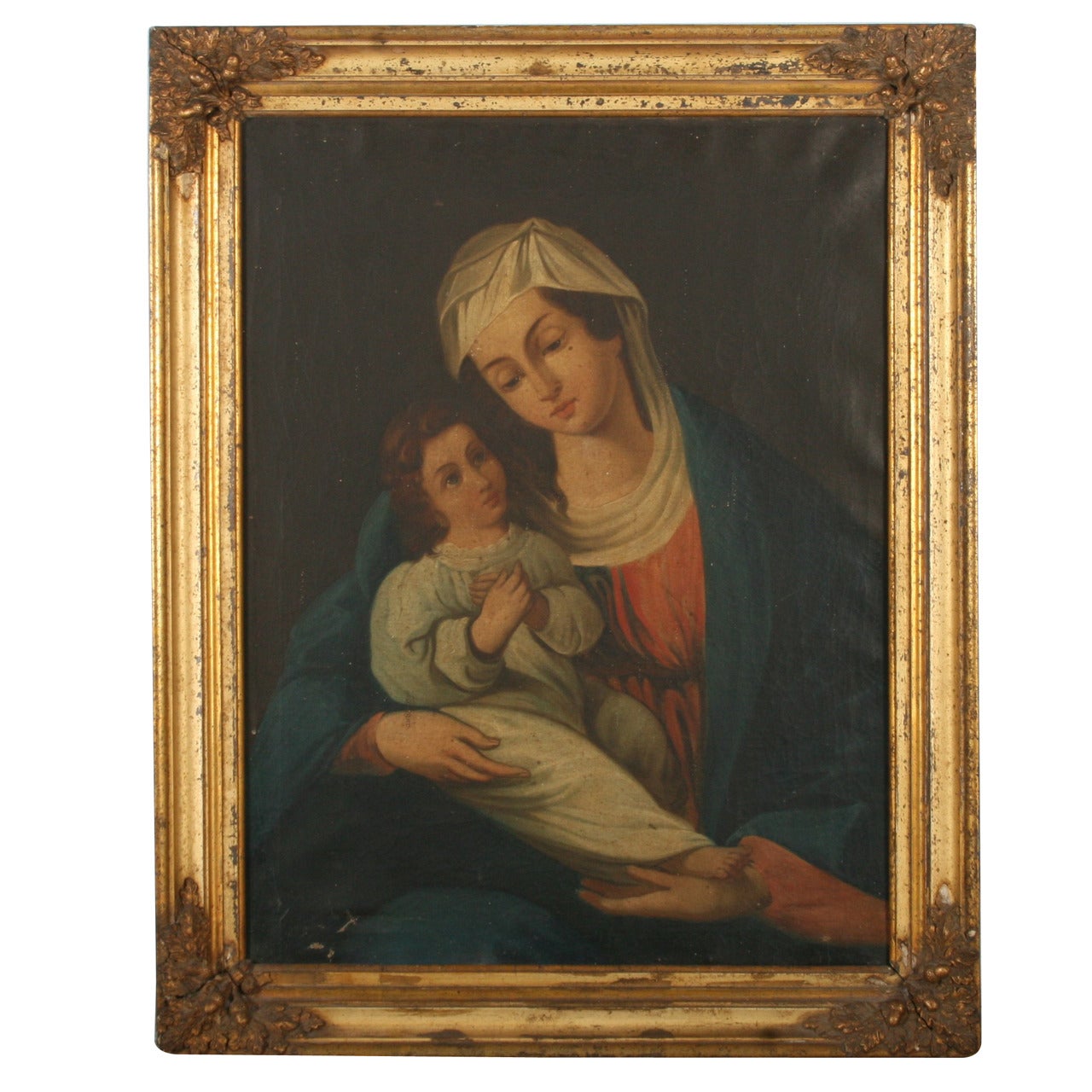 Madonna and Child Original Oil Painting circa 1820-40