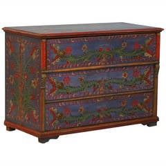 Antique Highly Painted Chest of 3 Drawers, Romania circa 1860-80