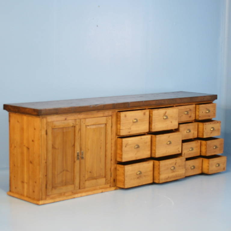 Danish Antique Pine Grocers Counter, Excellent Freestanding Island, Reclaimed Wood Top