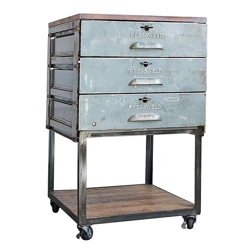 1940s Industrial Pressweld Drawers/ Rolling Cart