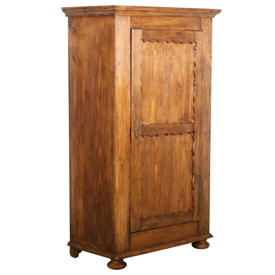 Antique Pine Single Door Armoire, Russia circa 1870