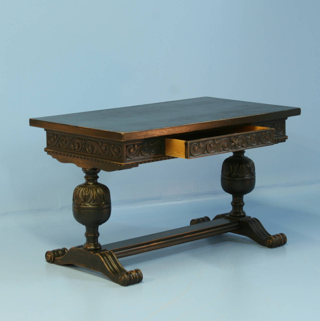 Danish Antique Black Painted and Carved Desk, Denmark circa 1920's