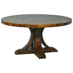 Vintage Round Table Made from Reclaimed Wood, circa 1900's