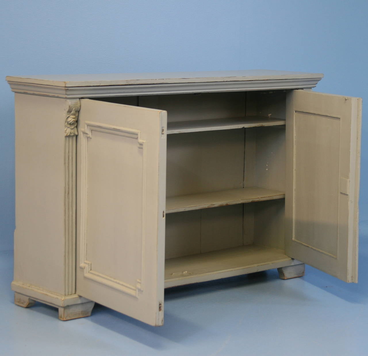 Antique Grey Painted Swedish Sideboard, circa 1880 In Excellent Condition In Round Top, TX