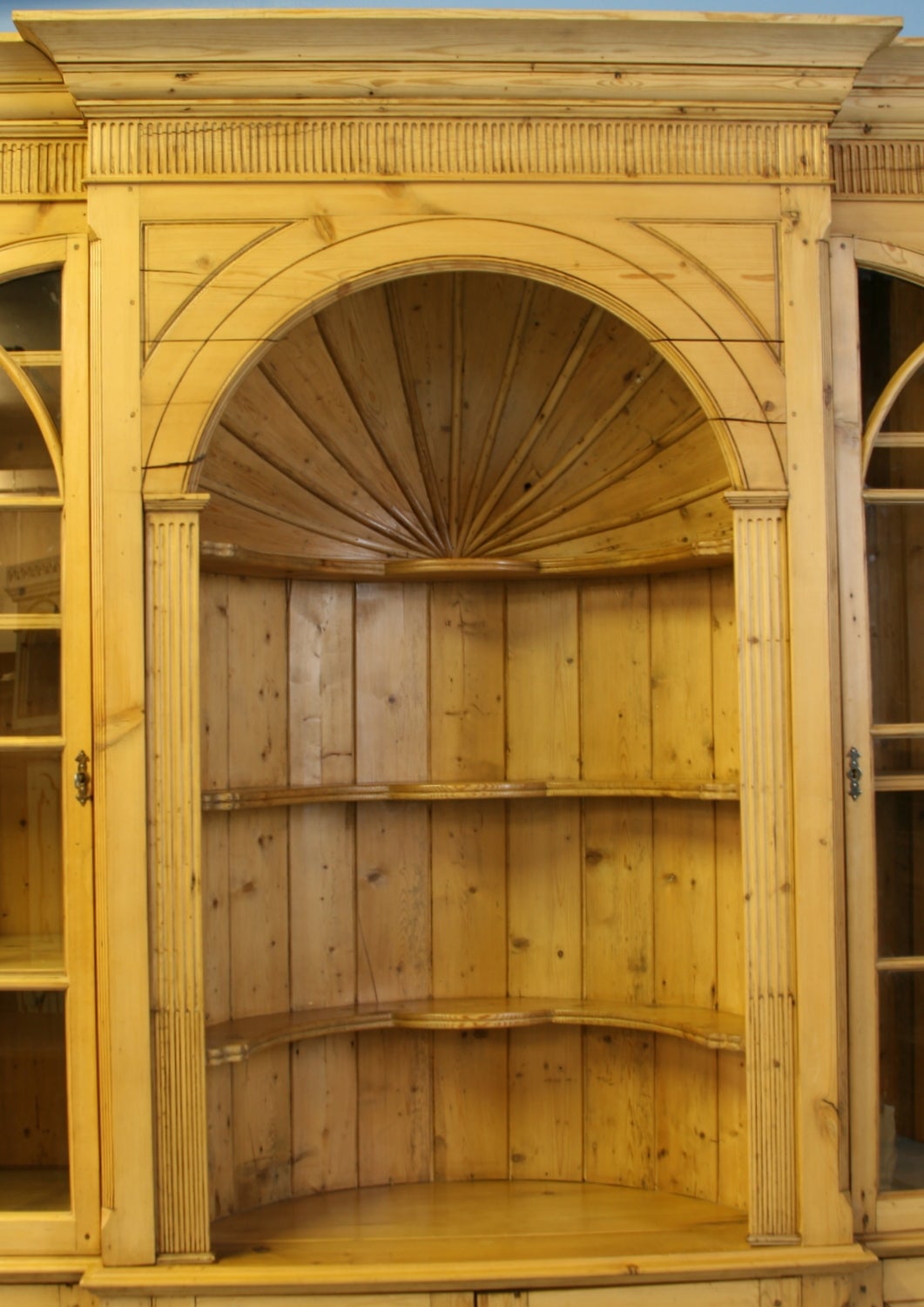 Contemporary Large English Pine Bookcase Display Cabinet