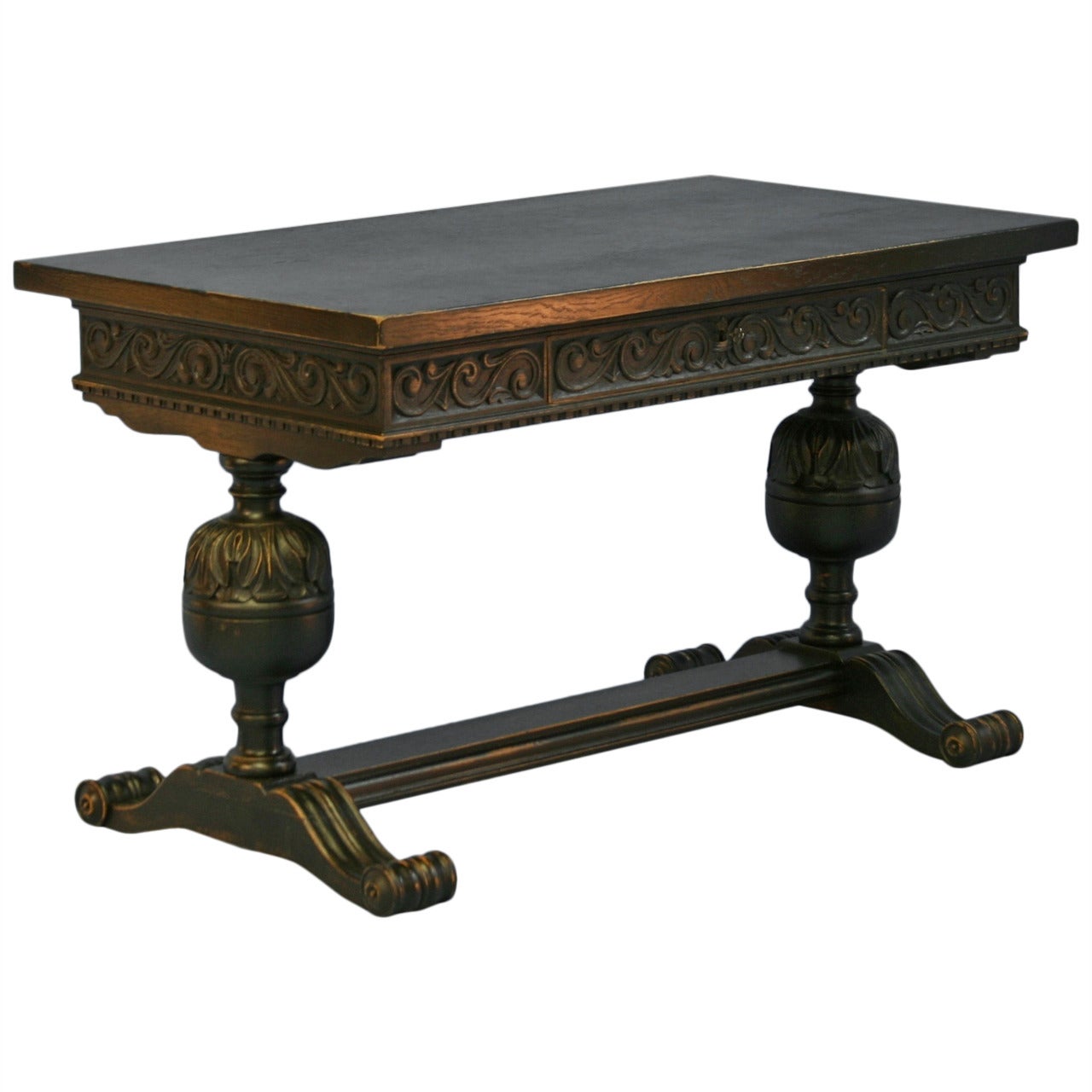 Antique Black Painted and Carved Desk, Denmark circa 1920
s