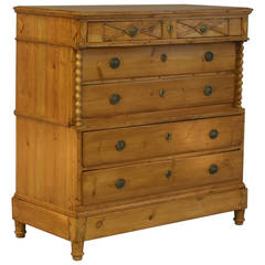 Antique Large Pine Chest of 5 Drawers, Denmark circa 1820-40