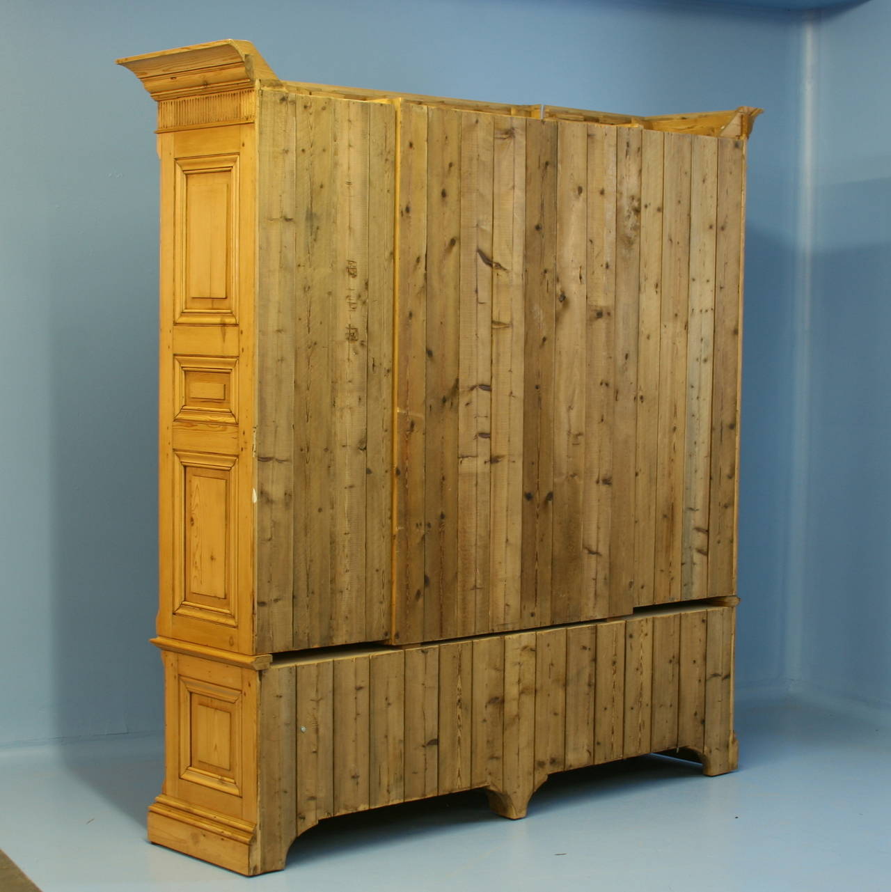 Large English Pine Bookcase Display Cabinet 1