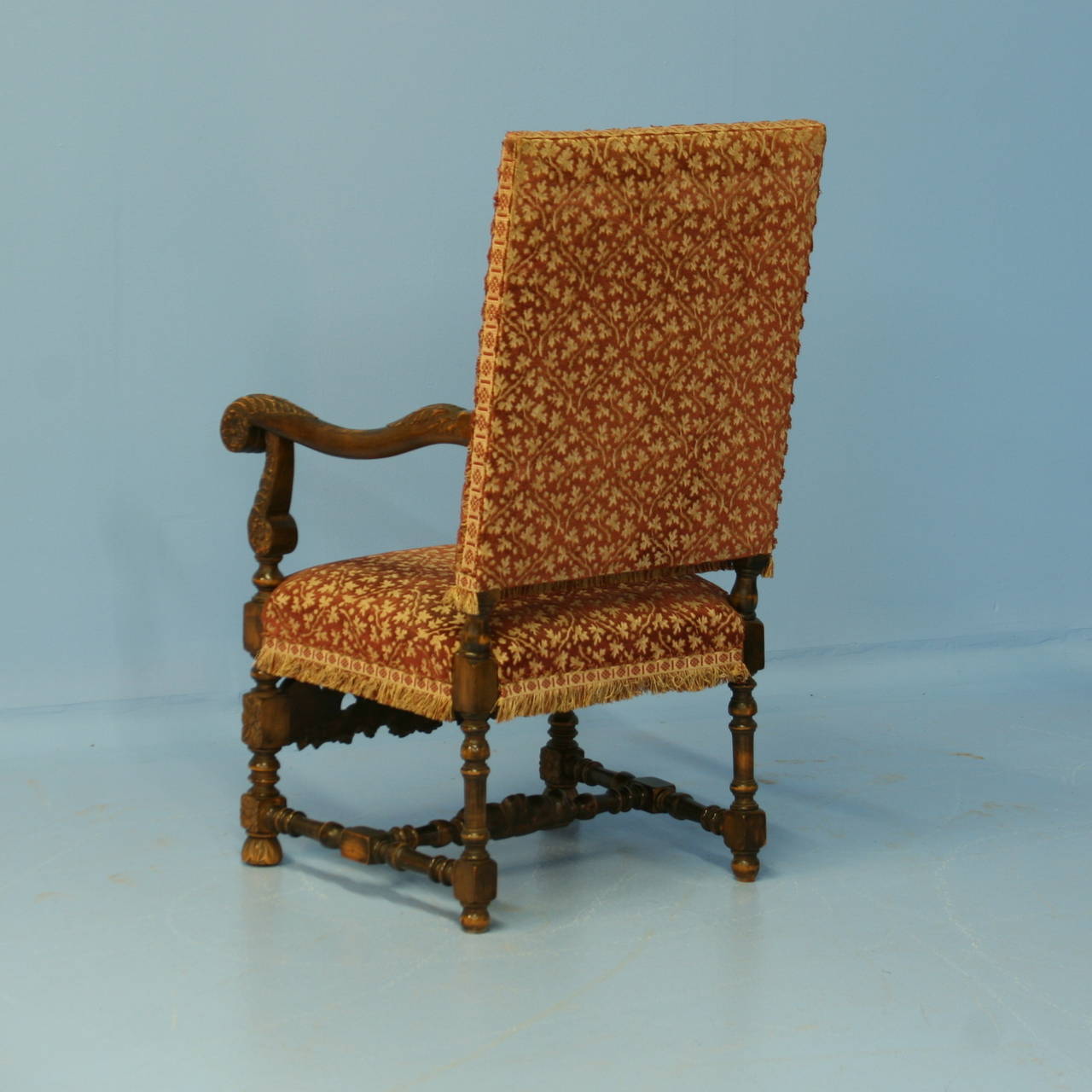 19th Century Antique Set of 4 Carved Arm Chairs, Denmark circa 1880-1900