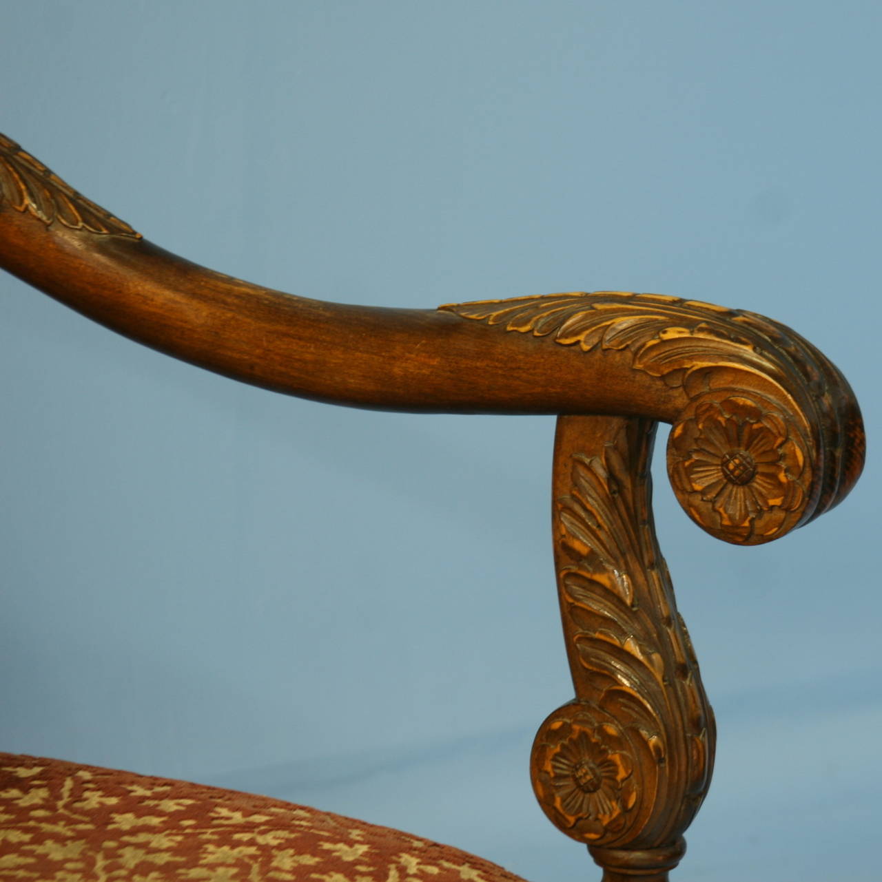 Antique Set of 4 Carved Arm Chairs, Denmark circa 1880-1900 1