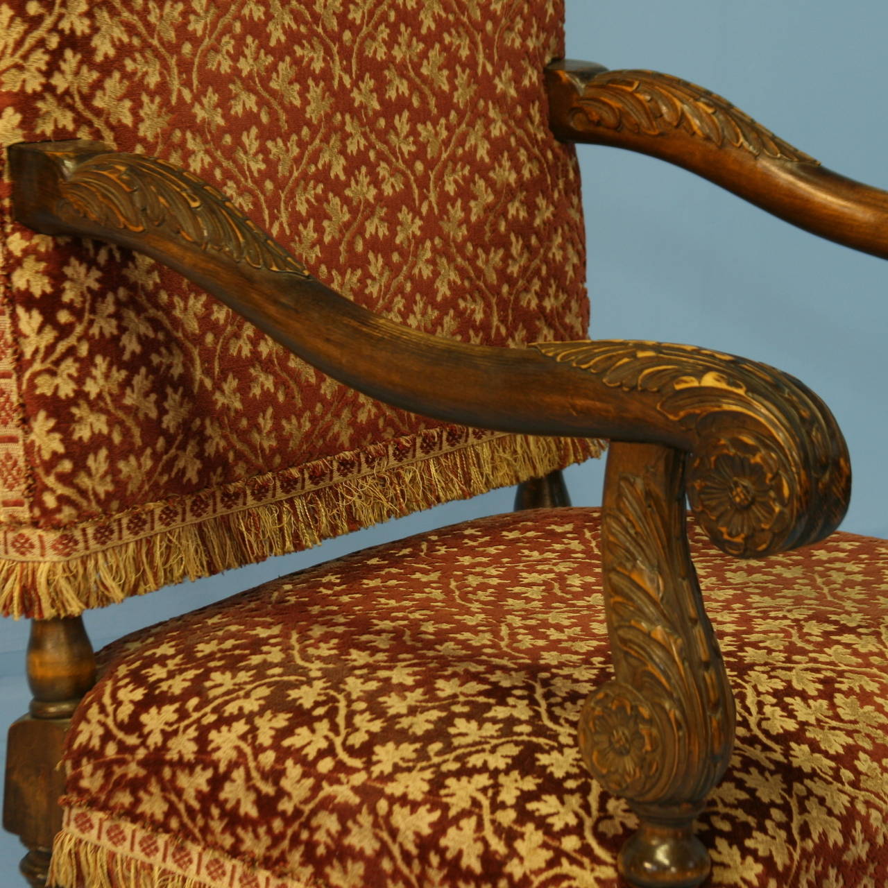 Antique Set of 4 Carved Arm Chairs, Denmark circa 1880-1900 2