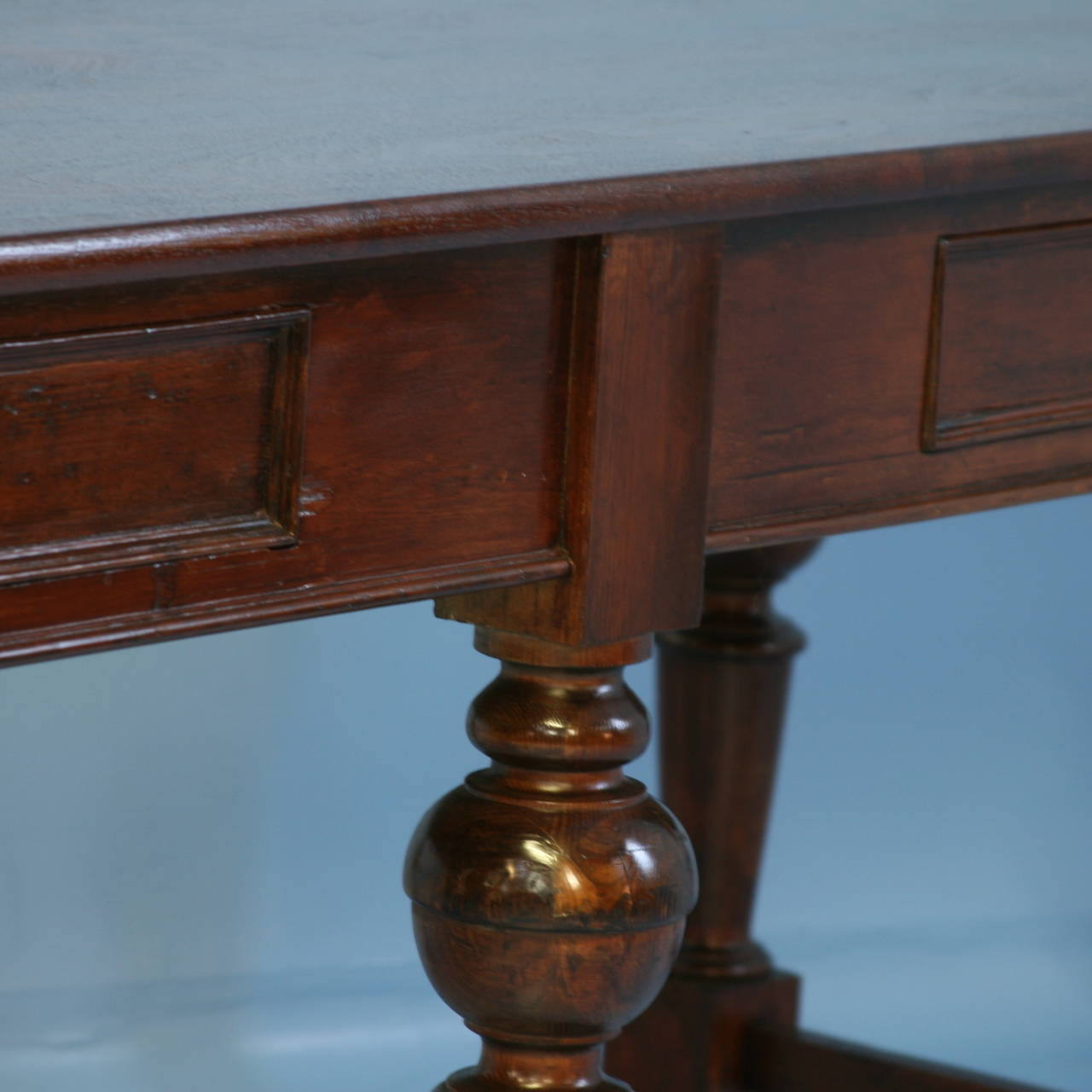 Wood Antique Long Library Table Console Table with 6 Legs, Denmark circa 1860-80